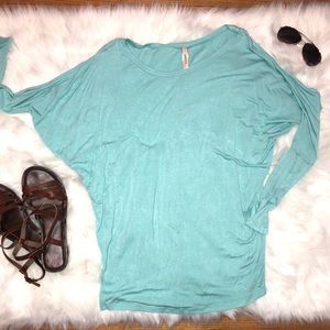 Long sleeve aqua dolman shirt